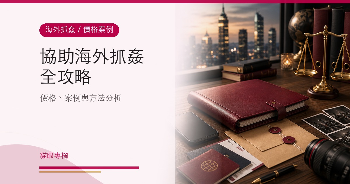 協助海外抓姦全攻略:價格、案例、方法分析