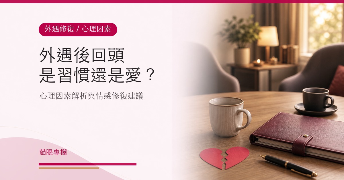 外遇後回頭是因為習慣還是愛?心理因素解析與情感修復建議