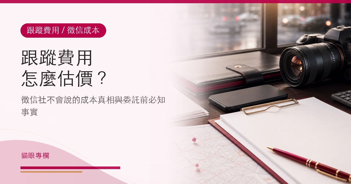跟蹤費用怎麼估價?徵信社成本真相與委託前必知事實